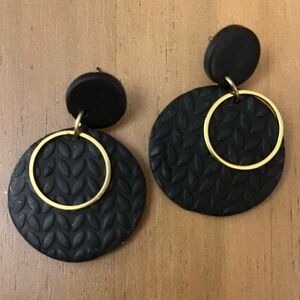Black and Gold Textured Earrings
